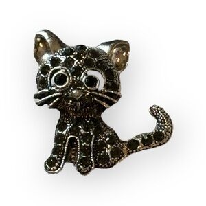 Silver-Tone Fashion Rhinestone Brooch